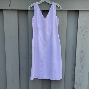 Casual Corner 100% Cotton Seersucker Sundress With Princess Seam Bodice